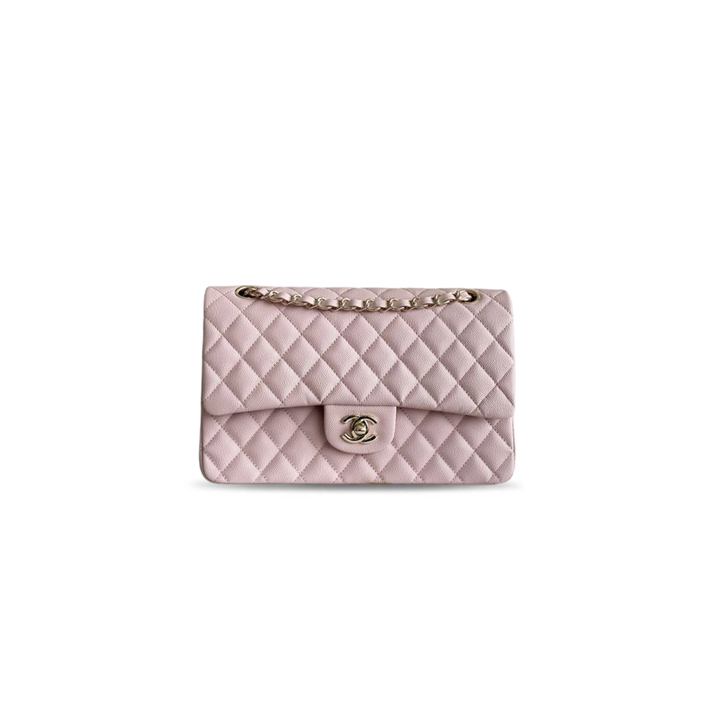 CHANEL FLAP BAG PINK CHANEL CAVIAR QUILTED MEDIUM DOUBLE A01112 (25.5*15.5*6.5cm)